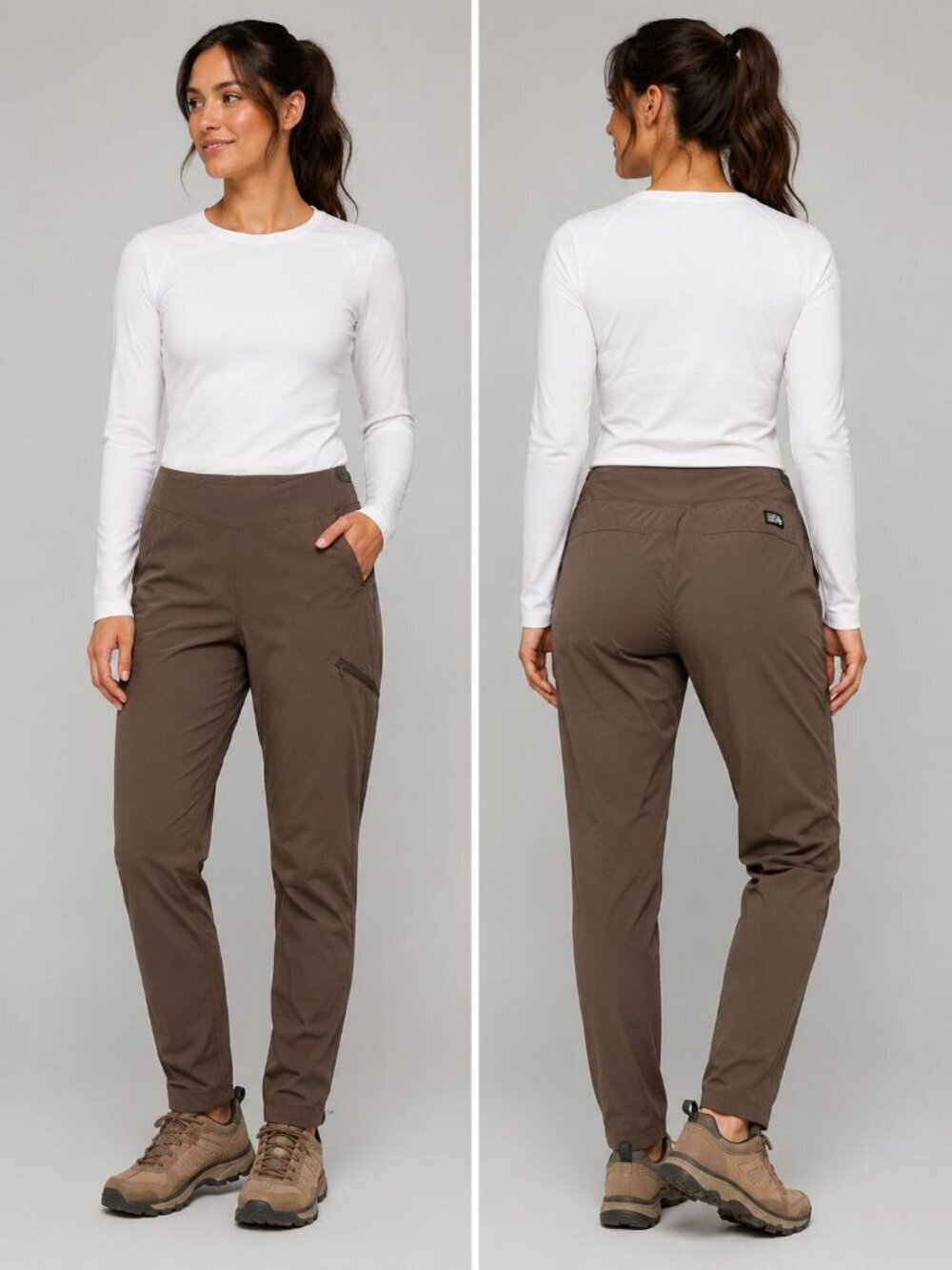 Mountain Hardwear Womens Pull-On Hiking Pants Dark Taupe Brown Medium